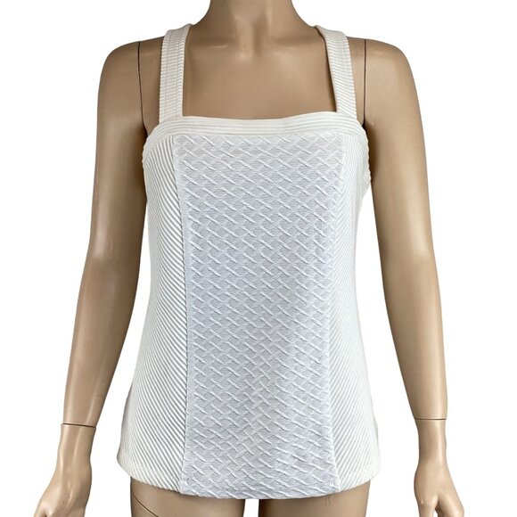 Deletta Anthropologie White Textured‎ Tank Top Medium Gavi - Picture 1 of 7